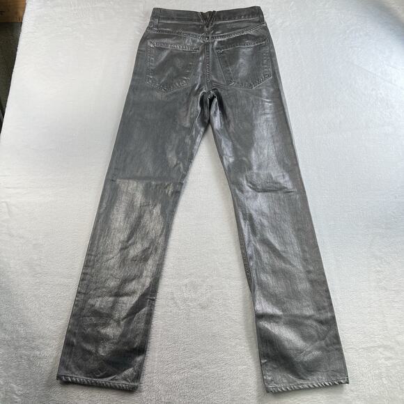 Veronica Beard Sz 23 Daniela Metallic Straight Leg Jean in Light Gunmetal Grunge - Picture 12 of 16